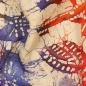 Preview: Viskose Batik einzigartig gefertigt  Blüten in Orange/Lila/Rottönen